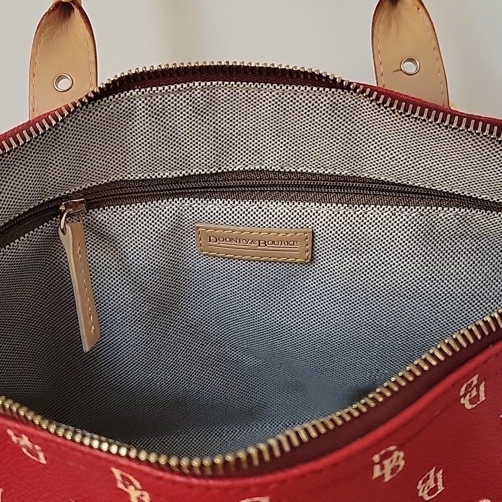 Vtg 1990s DOONEY & BOURKE Tomato Red Logo Satchel Shoulder Bag - Picture 12 of 15